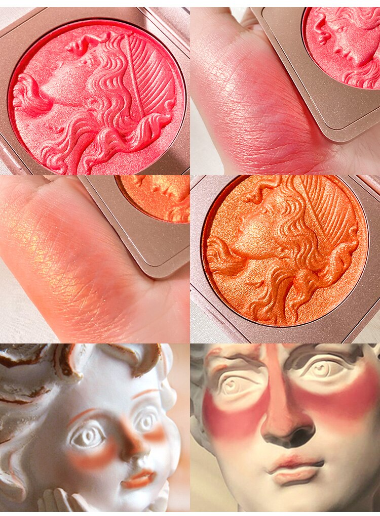 2 Colors Shining Blush Peach Palette Face Cream Blusher Face Powder