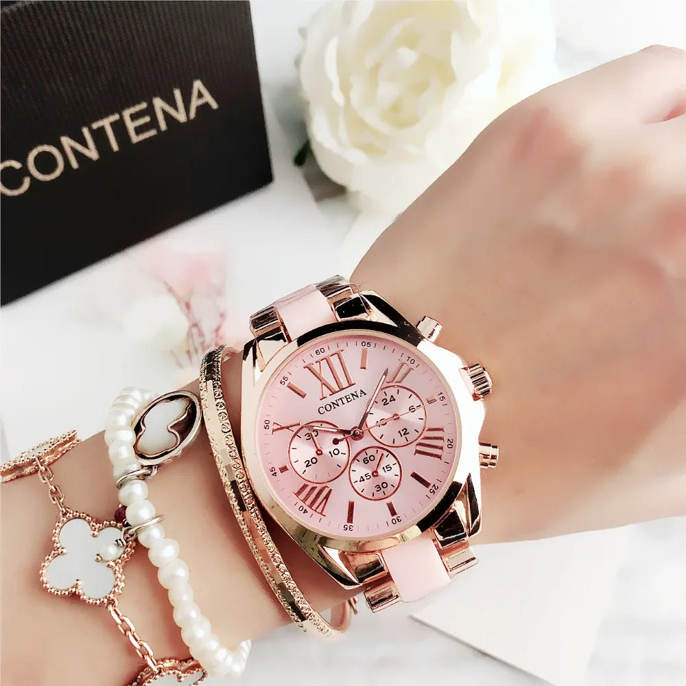"Top Luxury Brand Rose Gold Quartz Women's Watch"