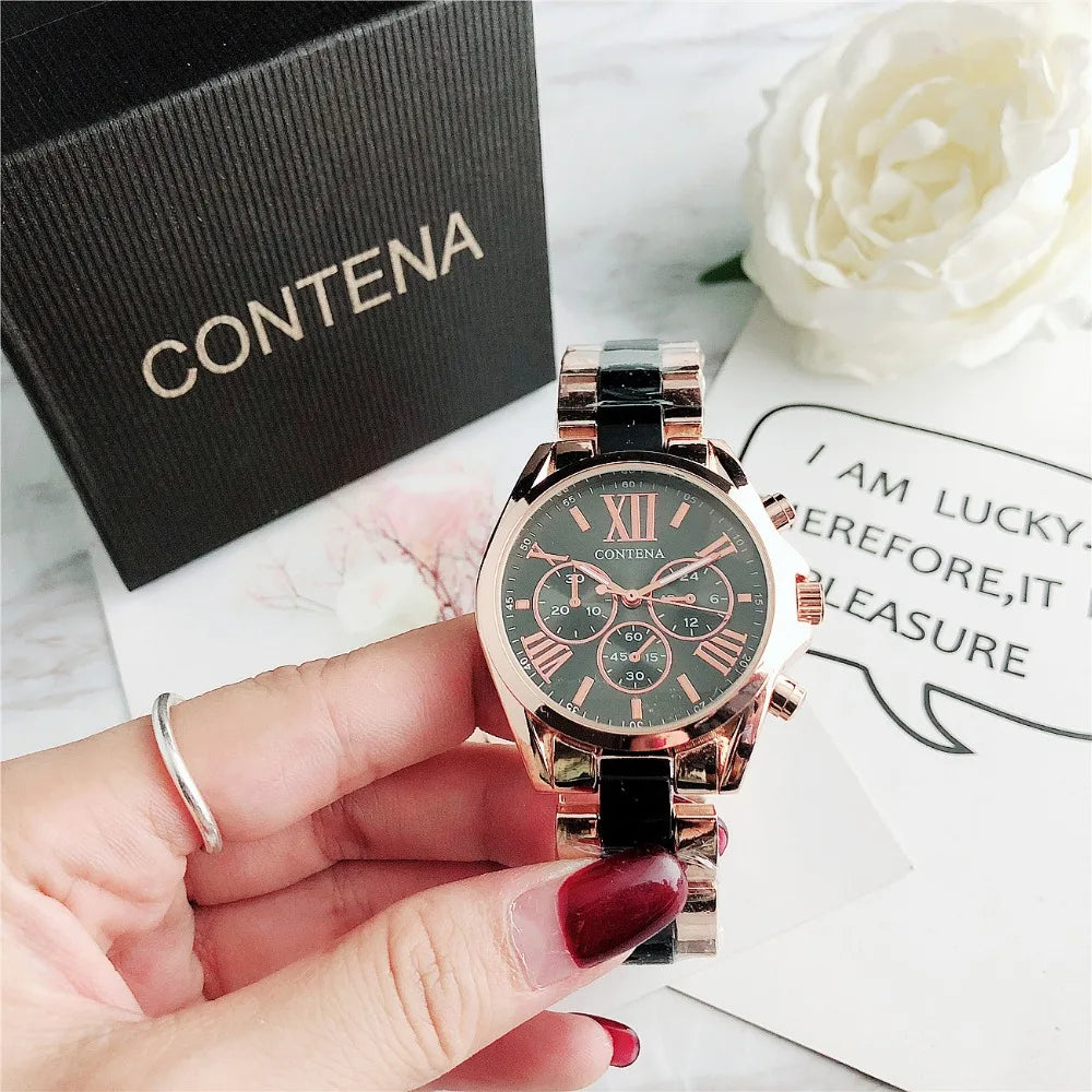 "Top Luxury Brand Rose Gold Quartz Women's Watch"