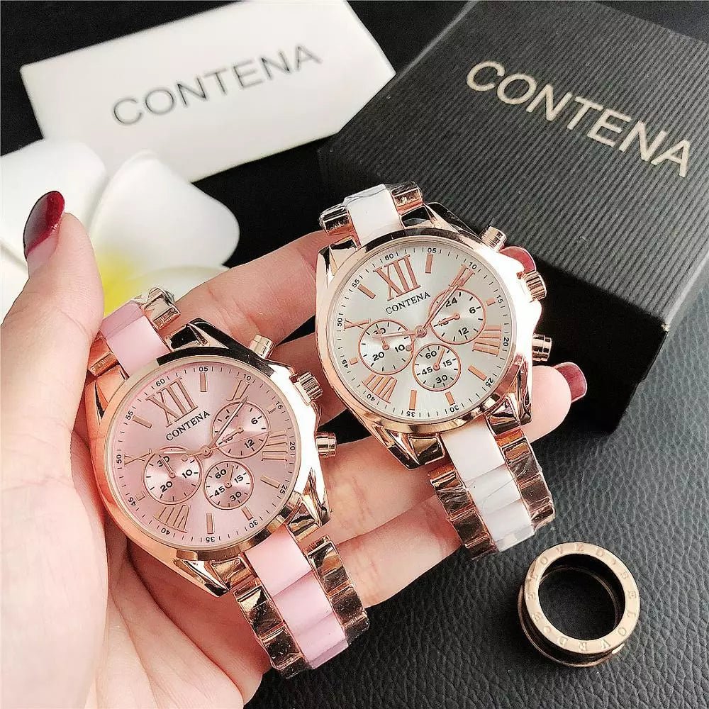 "Top Luxury Brand Rose Gold Quartz Women's Watch"