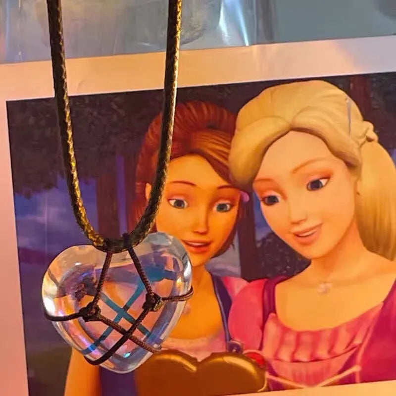 Barbie & the Diamond Castle Necklace Jewelry Opal Heart Necklace For Woman Girls Rose Quartz Accessories Gift