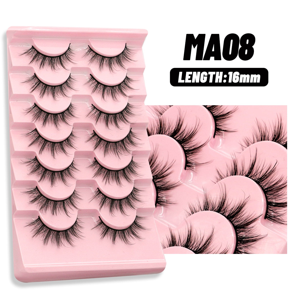 Natural False Lashes 5/7 pairs Manga Lashes Fluffy Soft Cross