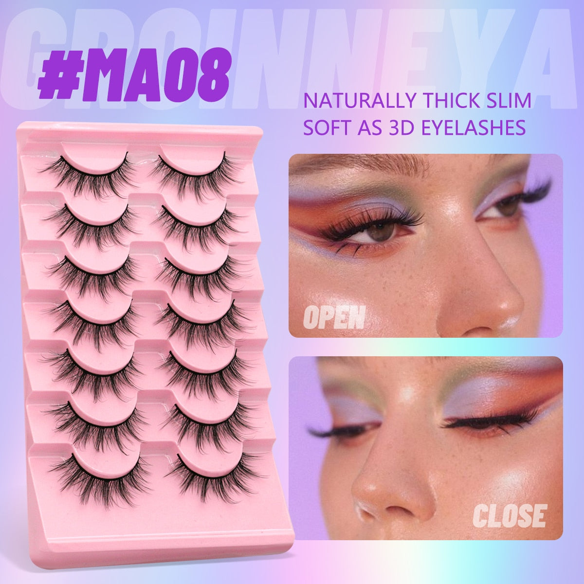 7pairs Eyelashes 3D Natural False Lashes Fluffy Soft Cross Manga Lashes Natural Eyelash