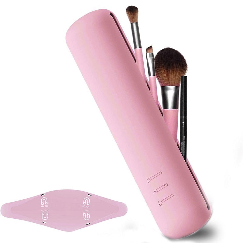 Silicone Makeup Brush Storage Bag Waterproof Travel Holder Magnetic Portable Multipurpose Cosmetic Bag