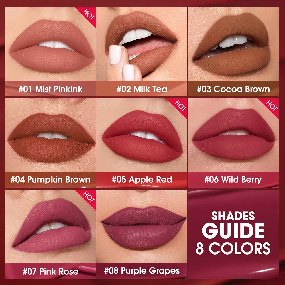 Liquid Lip Stick Matte Long Lasting Makeup Gloss Waterproof Velvet Non-stick 8 Colors Lip Tint