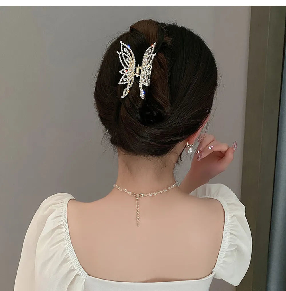 Elegant Fashion Butterfly Hair Clips for Women Metal Ponytail Claw Clip Hairpin Hair Accessories