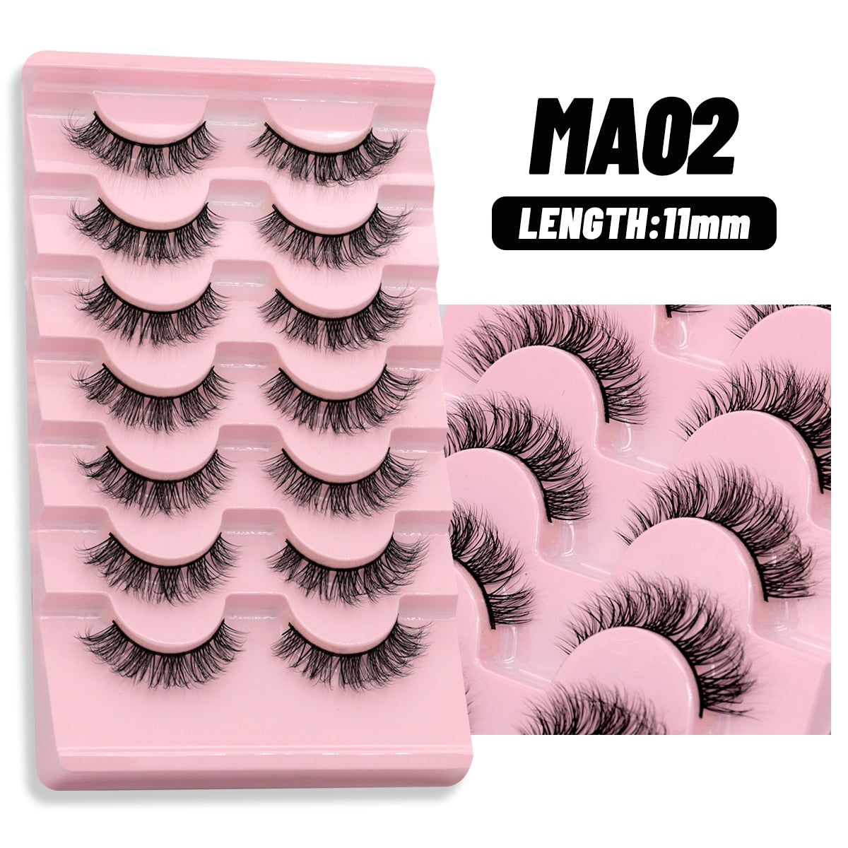 Natural False Lashes 5/7 pairs Manga Lashes Fluffy Soft Cross