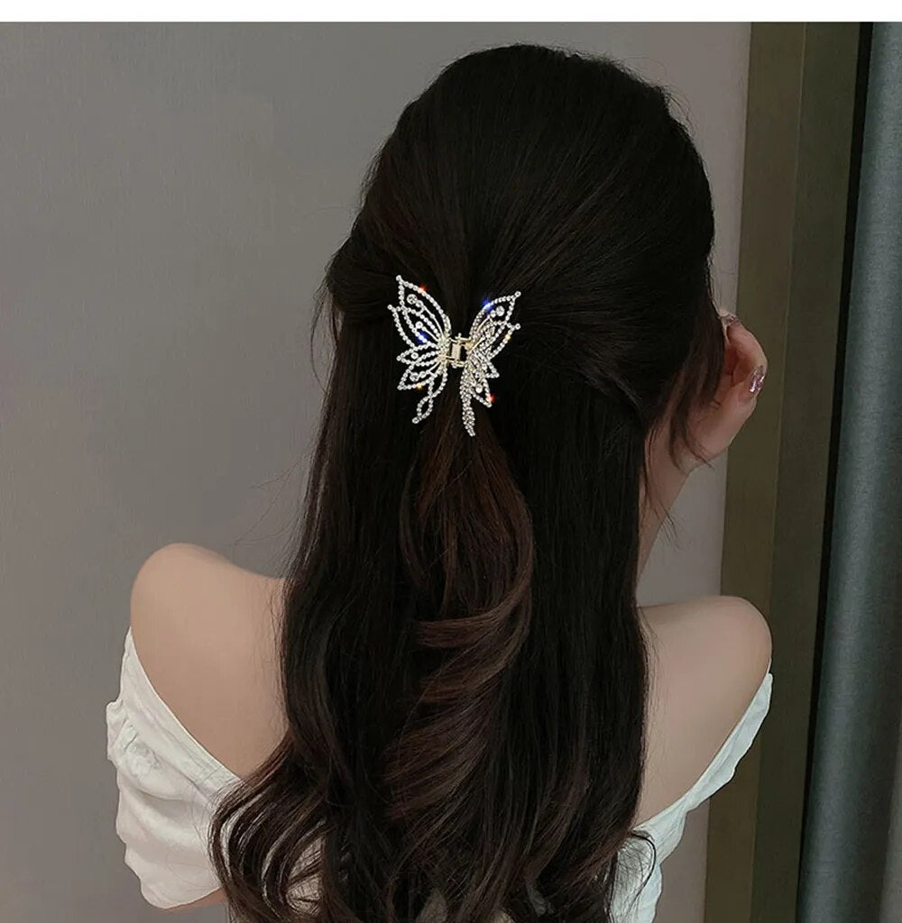 Elegant Fashion Butterfly Hair Clips for Women Metal Ponytail Claw Clip Hairpin Hair Accessories