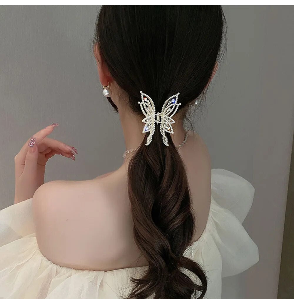 Elegant Fashion Butterfly Hair Clips for Women Metal Ponytail Claw Clip Hairpin Hair Accessories