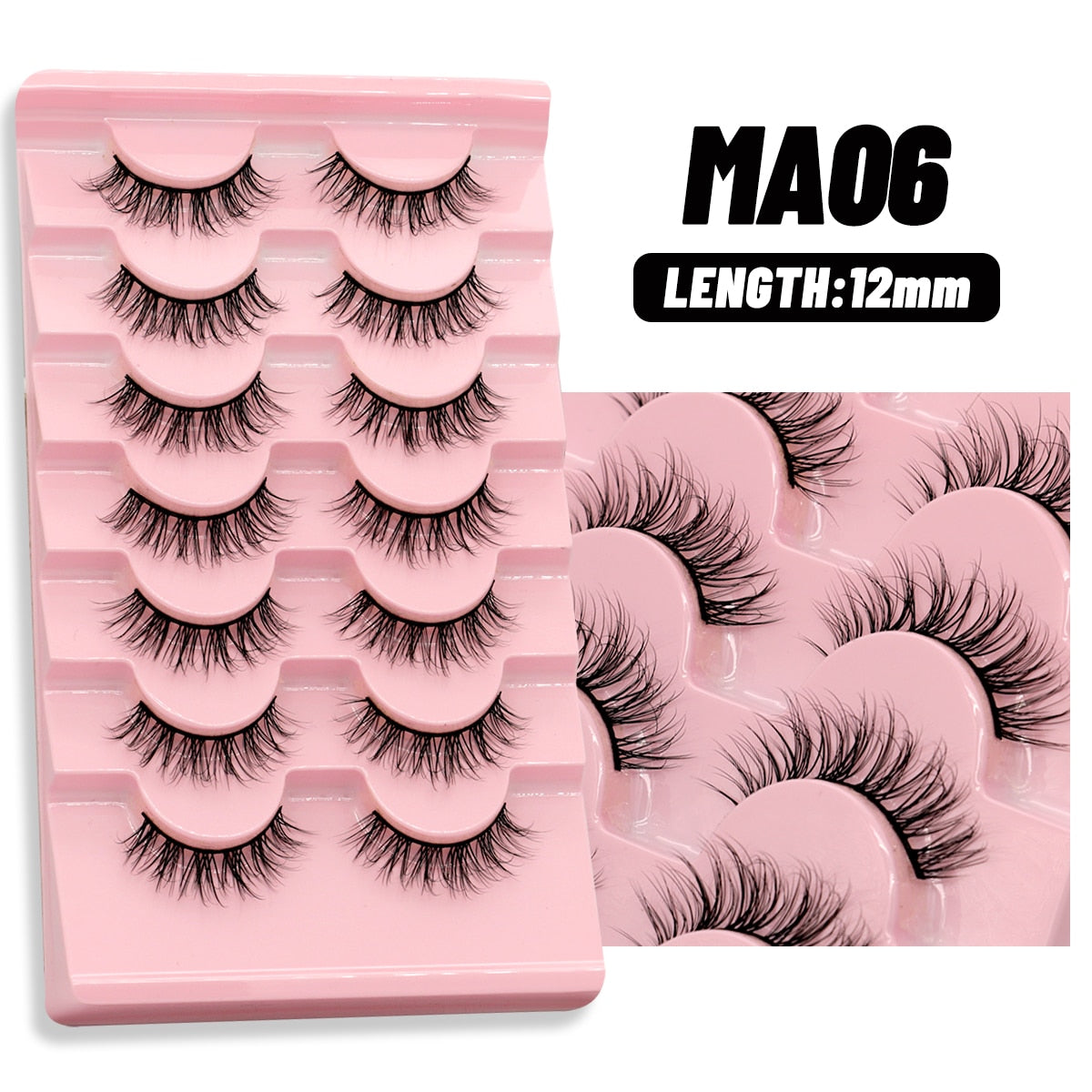 Natural False Lashes 5/7 pairs Manga Lashes Fluffy Soft Cross