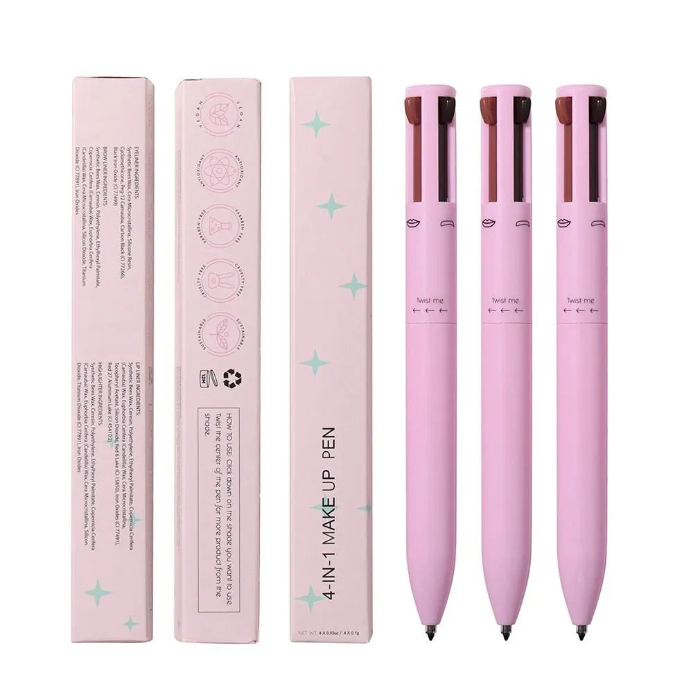 Multi-effect 4 In 1 Eyeliner Eyebrow Pencil Lip Liner highlighter Pen Long Lasting Waterproof Cosmetics Makeup Pencil