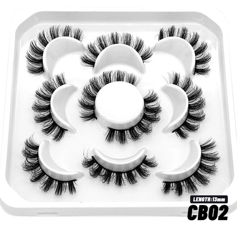 Natural False Lashes 5/7 pairs Manga Lashes Fluffy Soft Cross