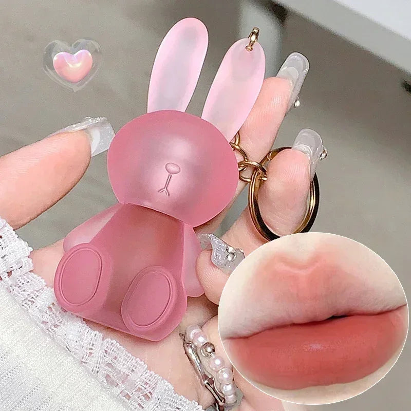 Nude Liquid Lipstick Cute Bear keychain Waterproof Velvet Matte Lip Gloss Lasting Non-stick Lip Tint Pigment Cosmetic
