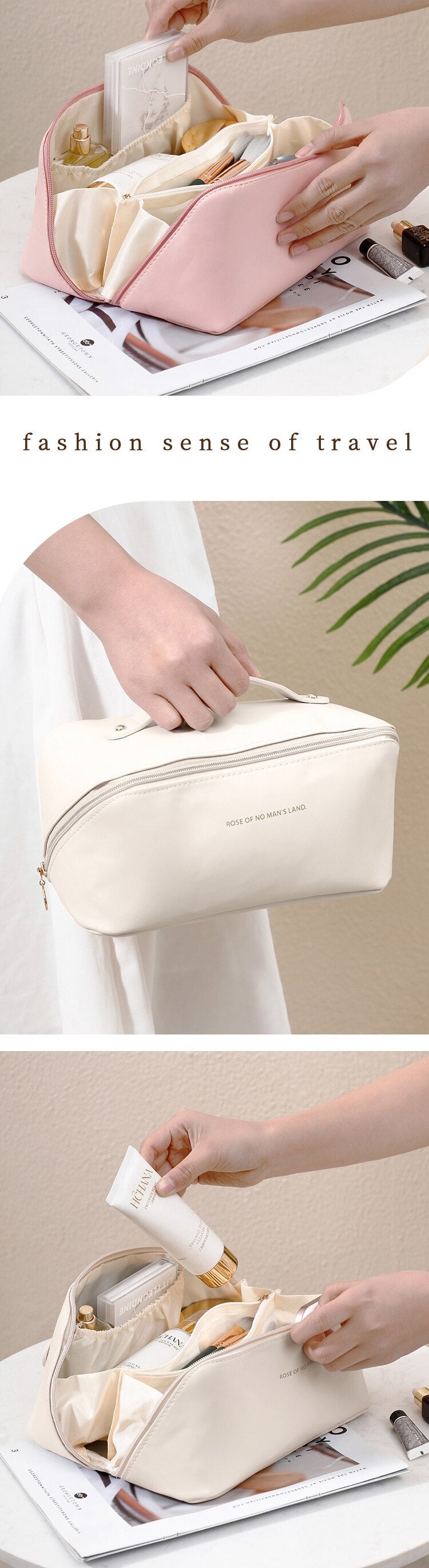 PU Pillow Large Capacity Cosmetic Storage Bag Convenient for Travel.