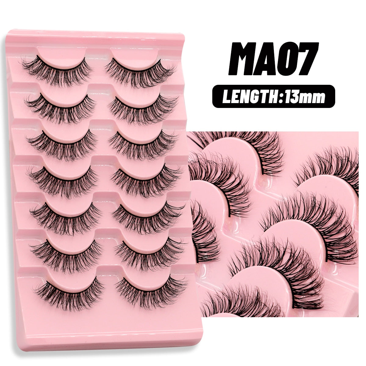 Natural False Lashes 5/7 pairs Manga Lashes Fluffy Soft Cross