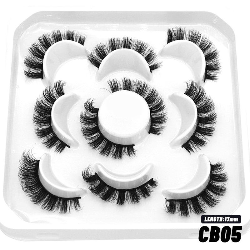 Natural False Lashes 5/7 pairs Manga Lashes Fluffy Soft Cross