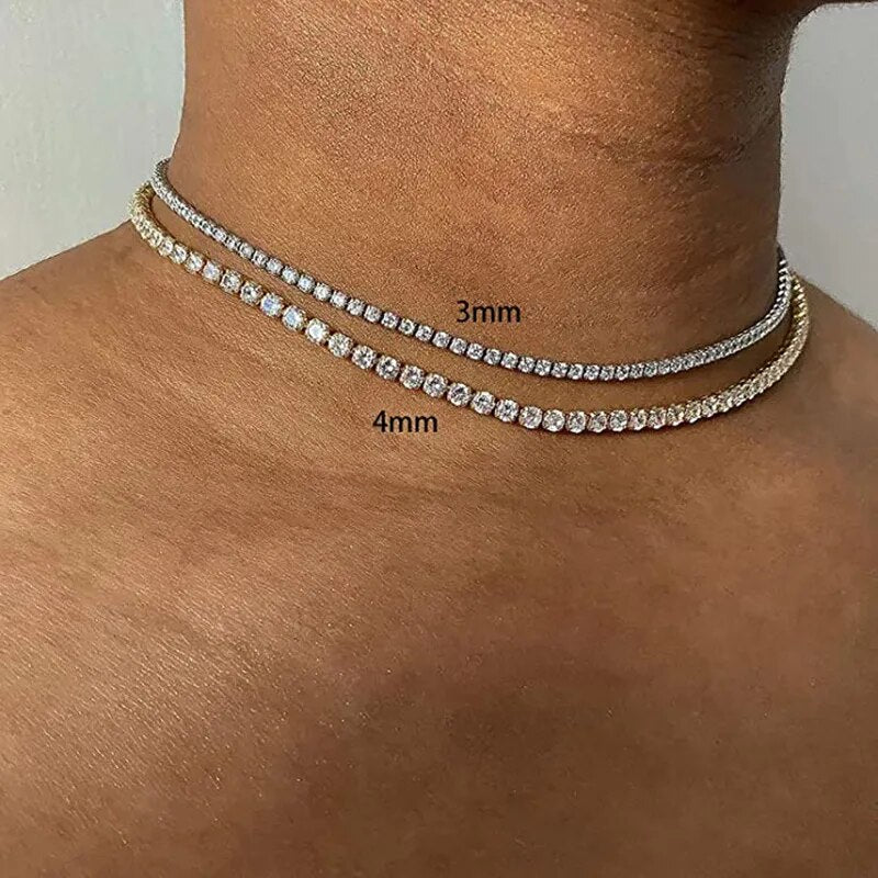 Elegant short Tennis Necklace Luxury Cubic Zirconia Crystal For Women Jewelry
