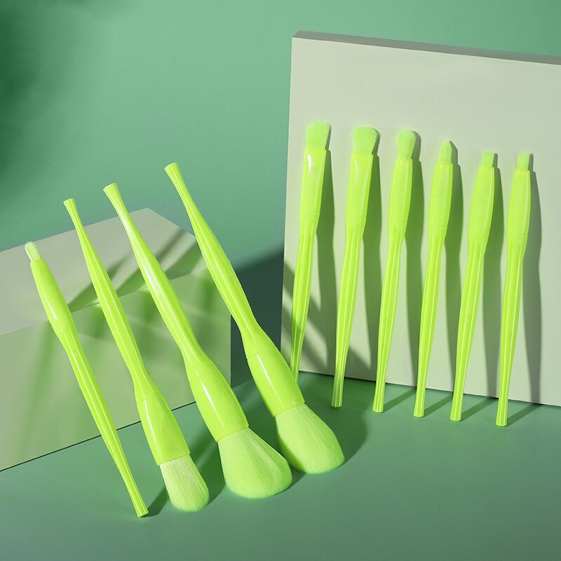 New 10 pcs Candy Color Makeup Brushes Set Foundation Brush Powder Foundation Eyebrow Eyeshadow Blush