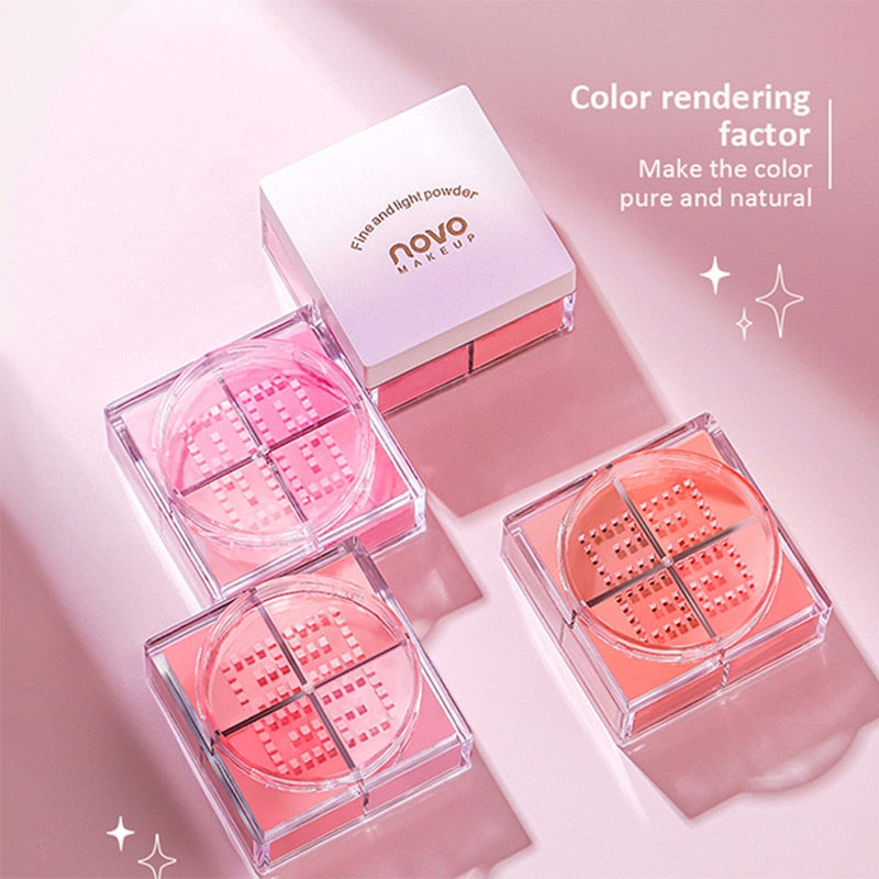 Face Blusher 4 Square Grid Makeup Blush Palette Cheek Contour Blush Powder Matte Blush