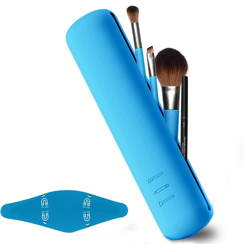 Silicone Makeup Brush Storage Bag Waterproof Travel Holder Magnetic Portable Multipurpose Cosmetic Bag