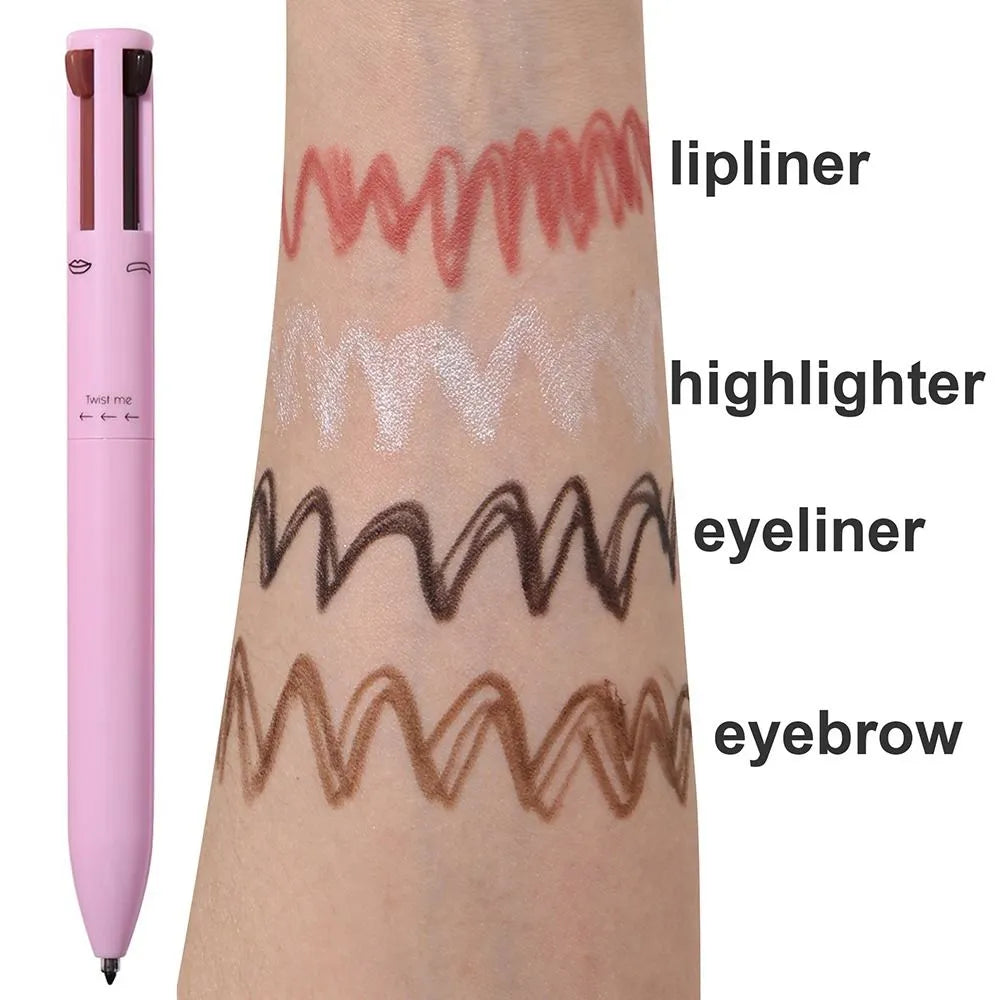 Multi-effect 4 In 1 Eyeliner Eyebrow Pencil Lip Liner highlighter Pen Long Lasting Waterproof Cosmetics Makeup Pencil