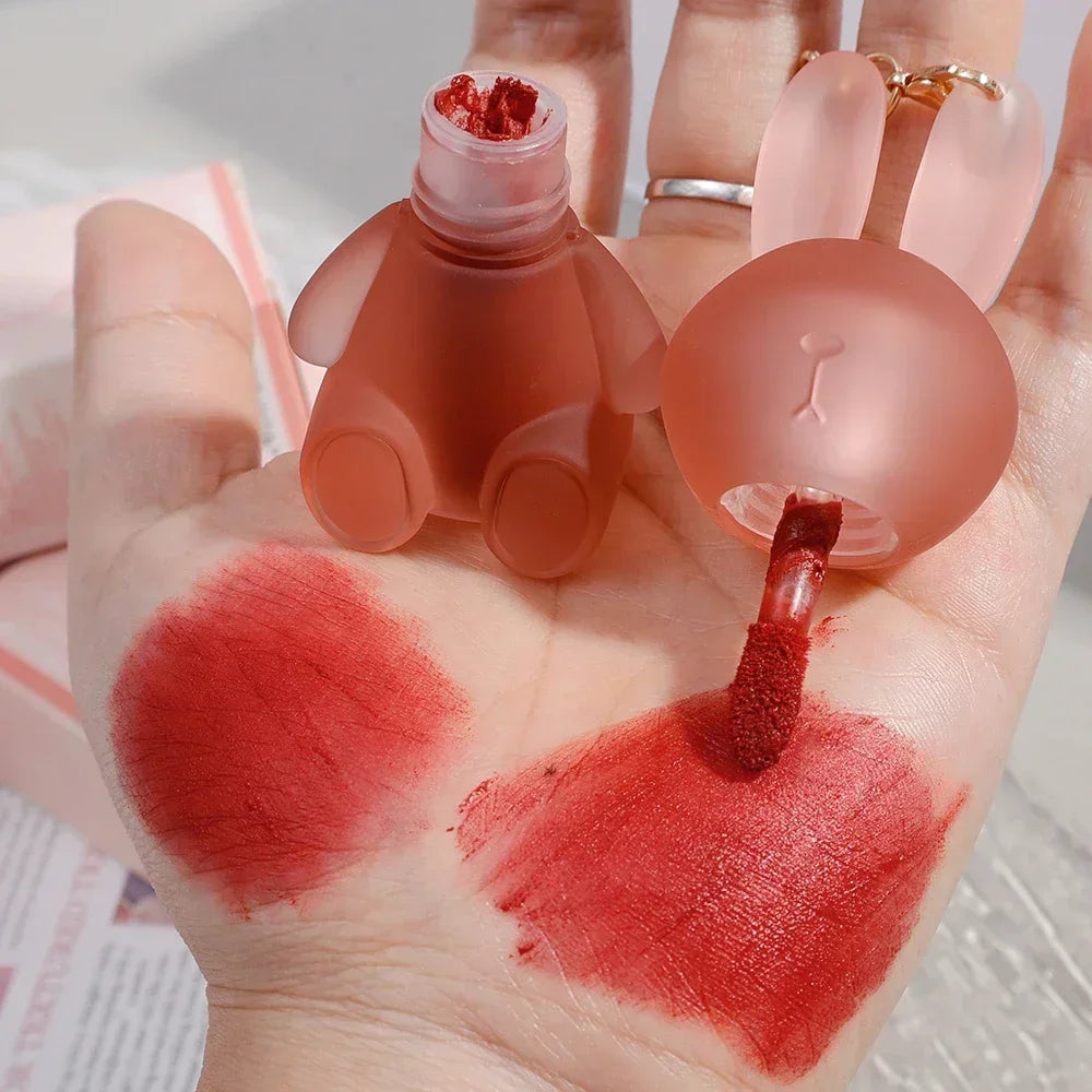 Nude Liquid Lipstick Cute Bear keychain Waterproof Velvet Matte Lip Gloss Lasting Non-stick Lip Tint Pigment Cosmetic