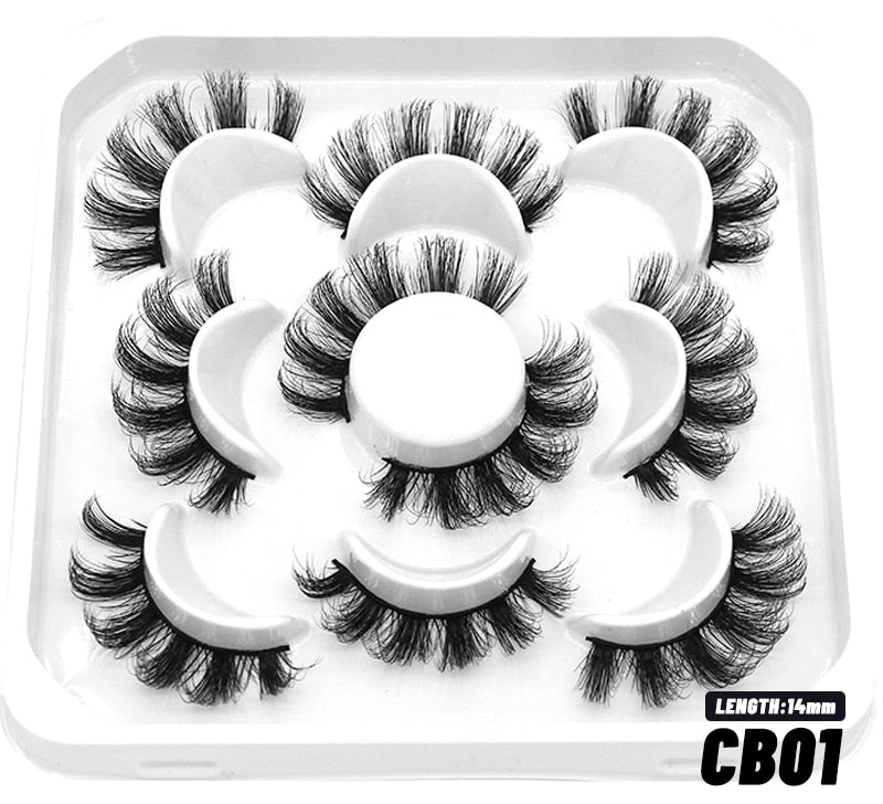 Natural False Lashes 5/7 pairs Manga Lashes Fluffy Soft Cross