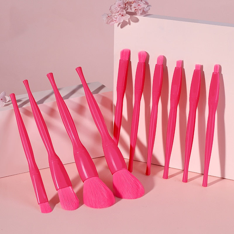 New 10 pcs Candy Color Makeup Brushes Set Foundation Brush Powder Foundation Eyebrow Eyeshadow Blush