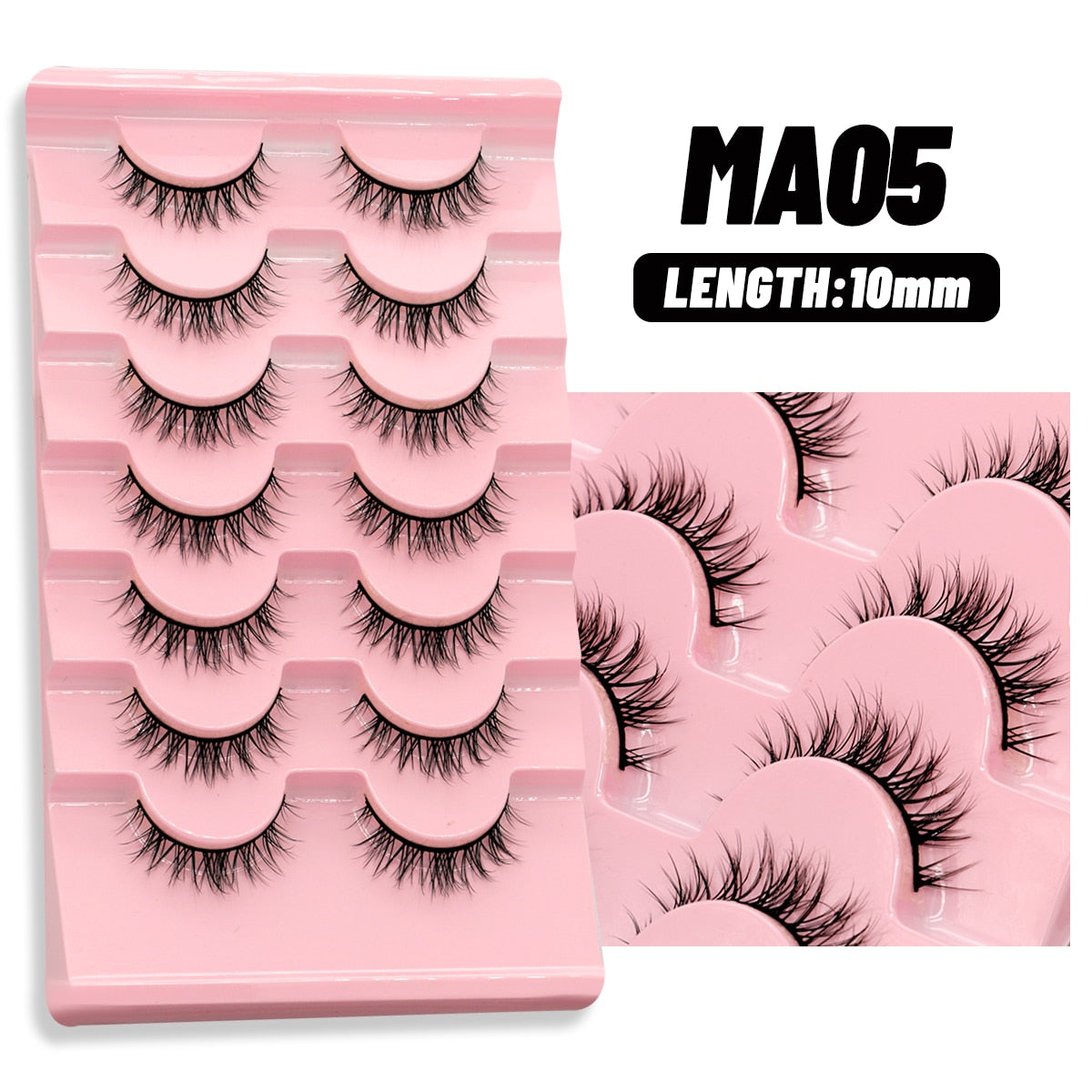 Natural False Lashes 5/7 pairs Manga Lashes Fluffy Soft Cross