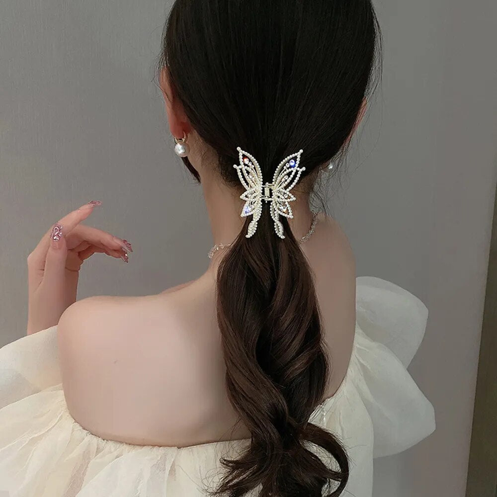Elegant Fashion Butterfly Hair Clips for Women Metal Ponytail Claw Clip Hairpin Hair Accessories