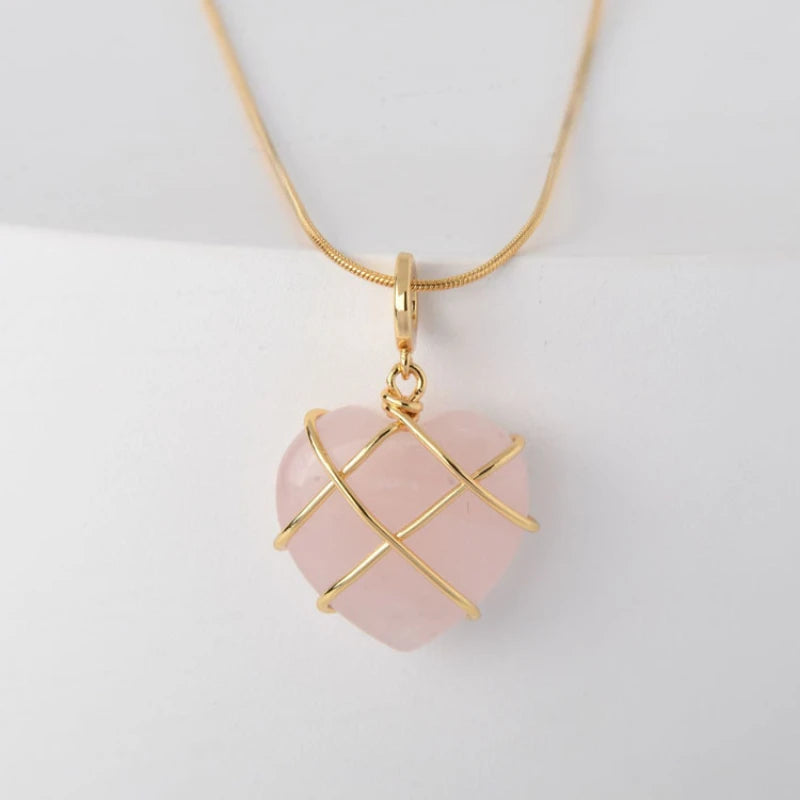 Barbie & the Diamond Castle Necklace Jewelry Opal Heart Necklace For Woman Girls Rose Quartz Accessories Gift