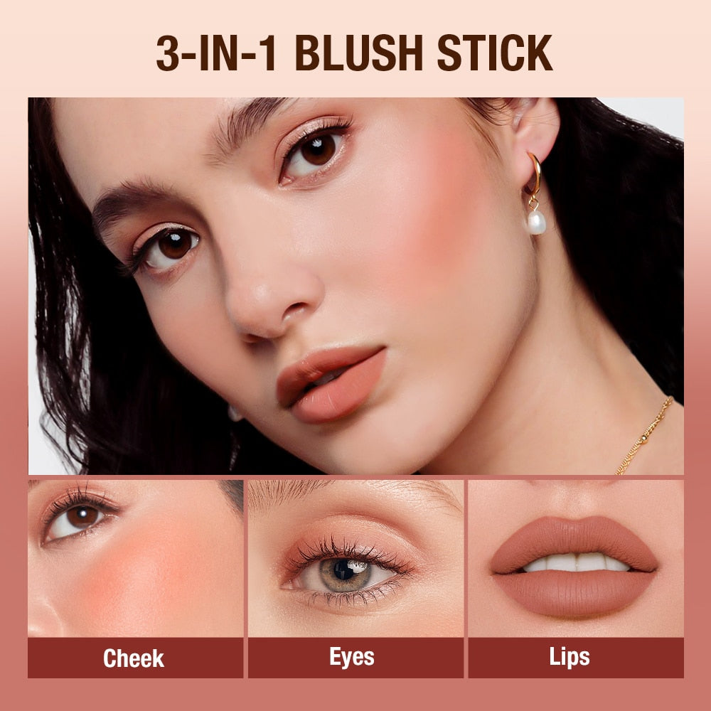 Stick 3-in-1 Lipstick Blush Eyes Cheek and Lip Tint Buildable Waterproof Lightweight Cream Multi Stick Makeup