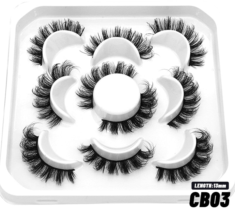 Natural False Lashes 5/7 pairs Manga Lashes Fluffy Soft Cross