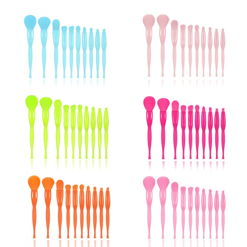 New 10 pcs Candy Color Makeup Brushes Set Foundation Brush Powder Foundation Eyebrow Eyeshadow Blush
