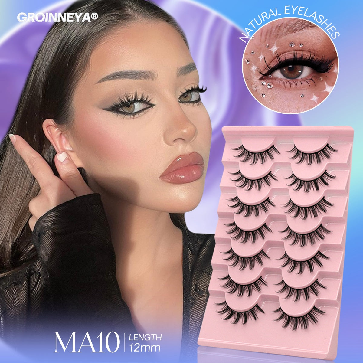 Natural False Lashes 5/7 pairs Manga Lashes Fluffy Soft Cross