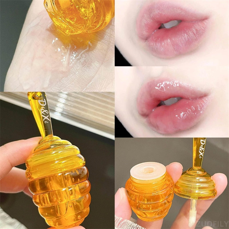New Clear Lip Gloss Lovely Honey Pot Lip Oil Fresh Fruit Lip Balm Long Lasting Moisturizing Makeup