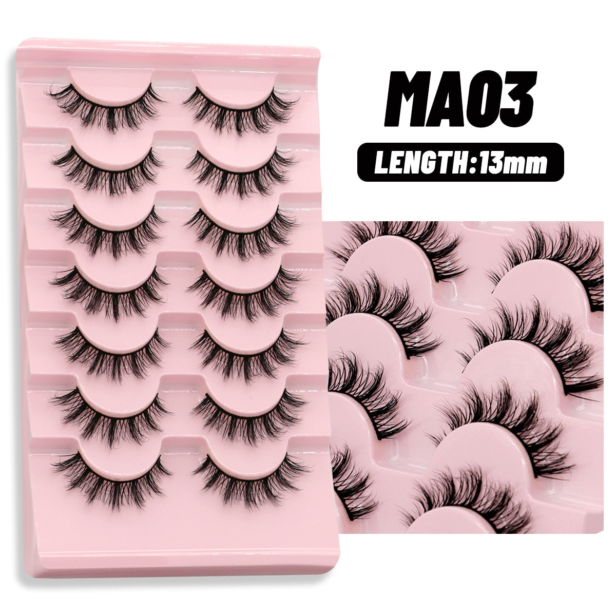Natural False Lashes 5/7 pairs Manga Lashes Fluffy Soft Cross