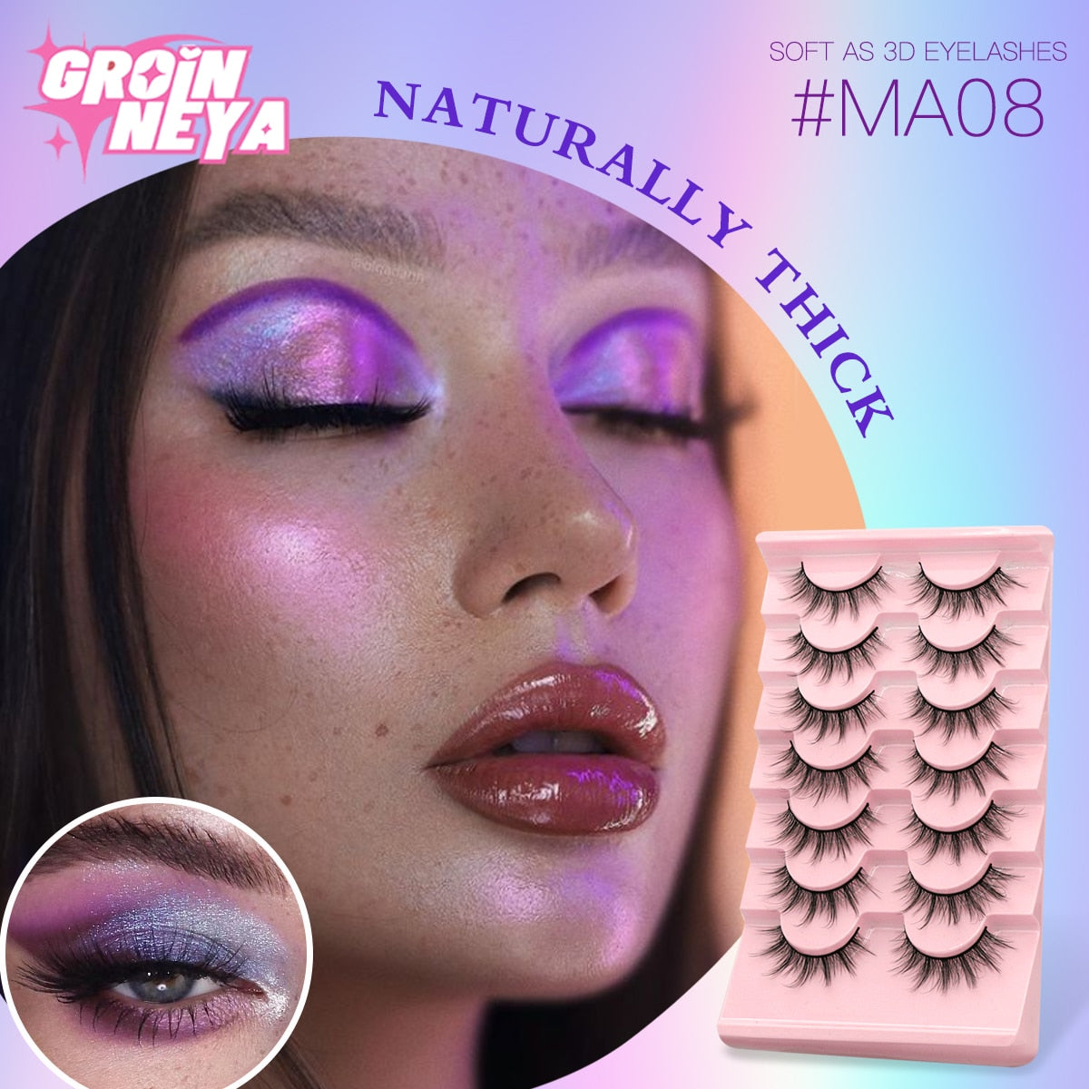 7pairs Eyelashes 3D Natural False Lashes Fluffy Soft Cross Manga Lashes Natural Eyelash