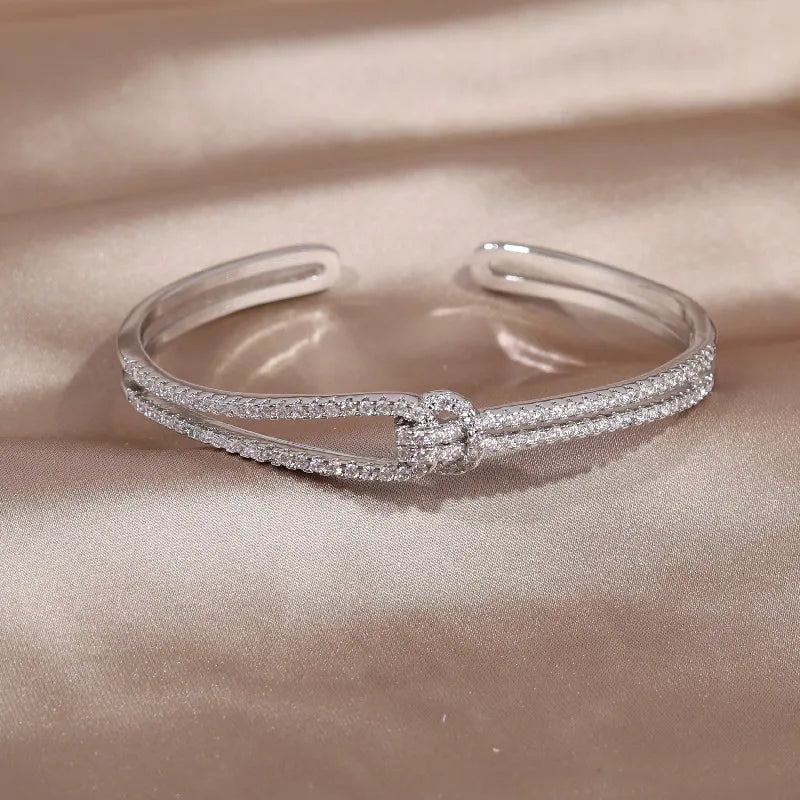 New Design: 14K Gold Plated Zircon Snake Open Bracelet