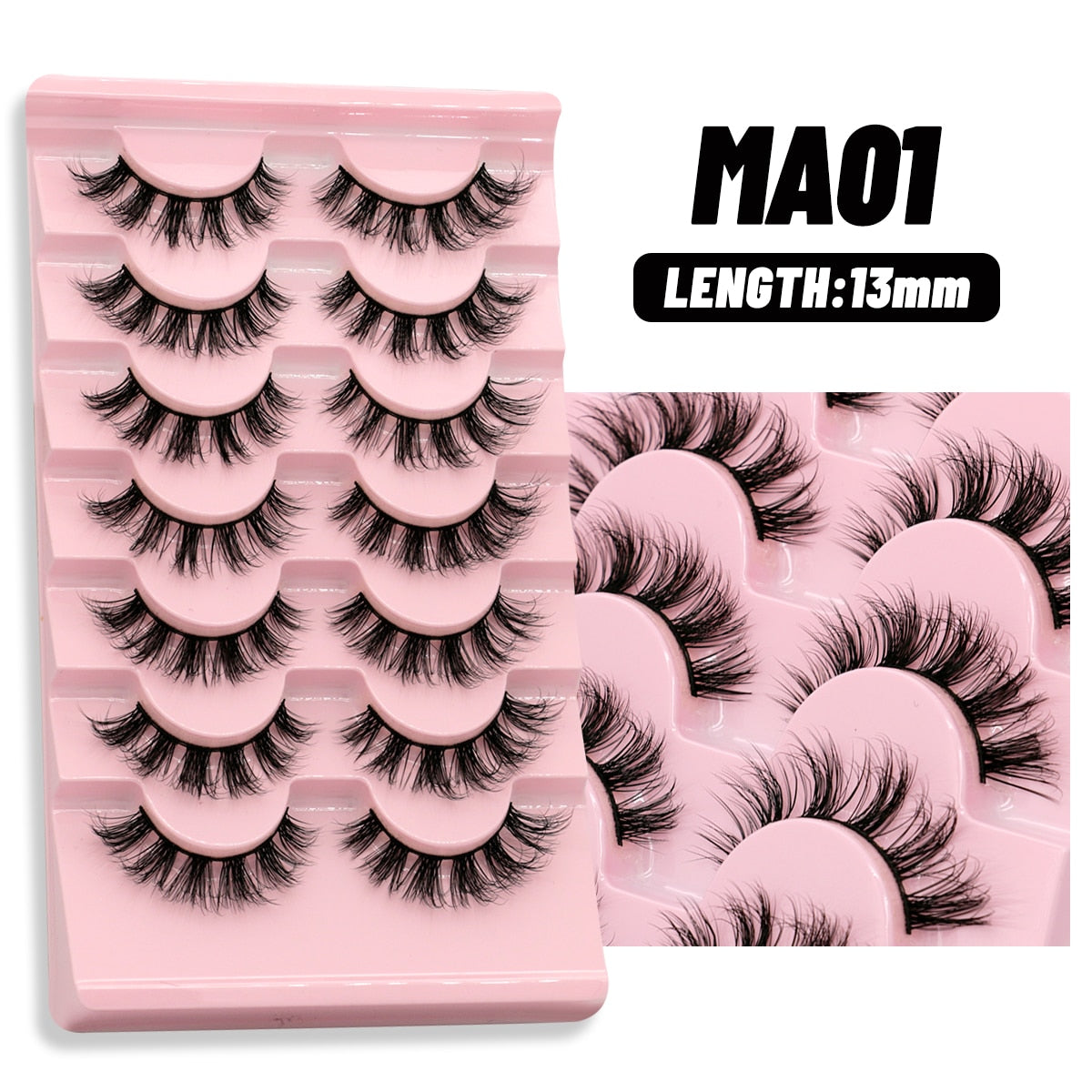 Natural False Lashes 5/7 pairs Manga Lashes Fluffy Soft Cross
