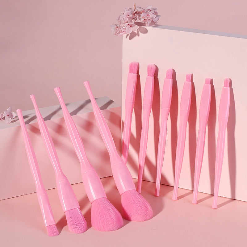 New 10 pcs Candy Color Makeup Brushes Set Foundation Brush Powder Foundation Eyebrow Eyeshadow Blush