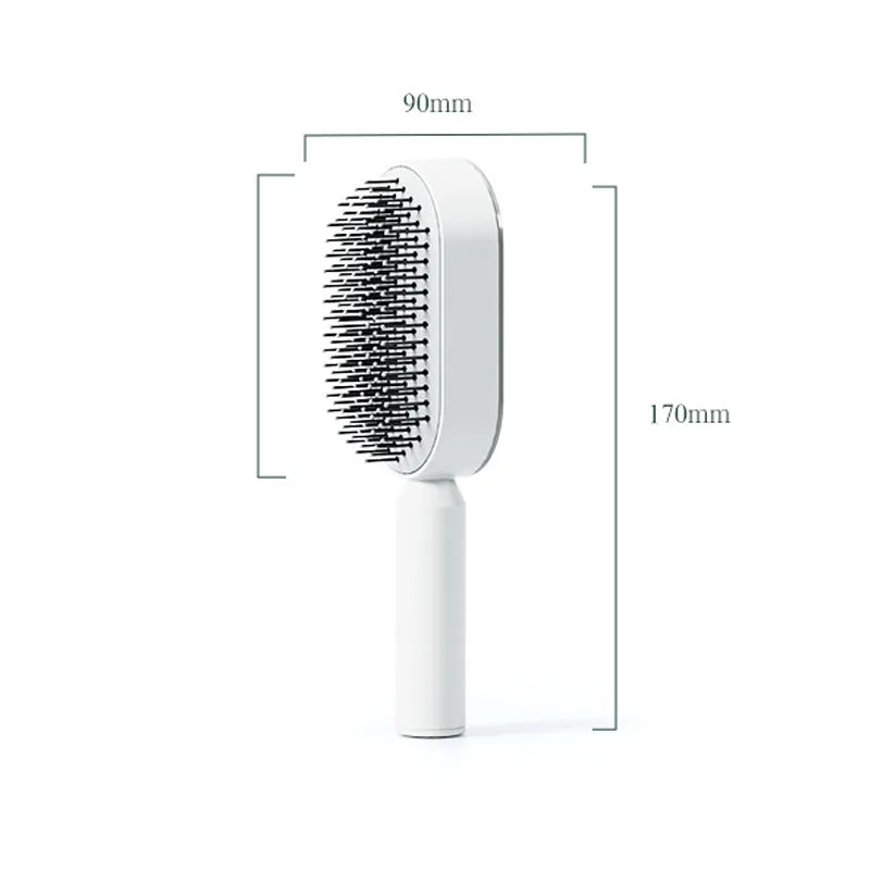 Self Cleaning Hair Brush for Women One-key Cleaning Hair Loss Massage Scalp Anti-Static Hairbrush