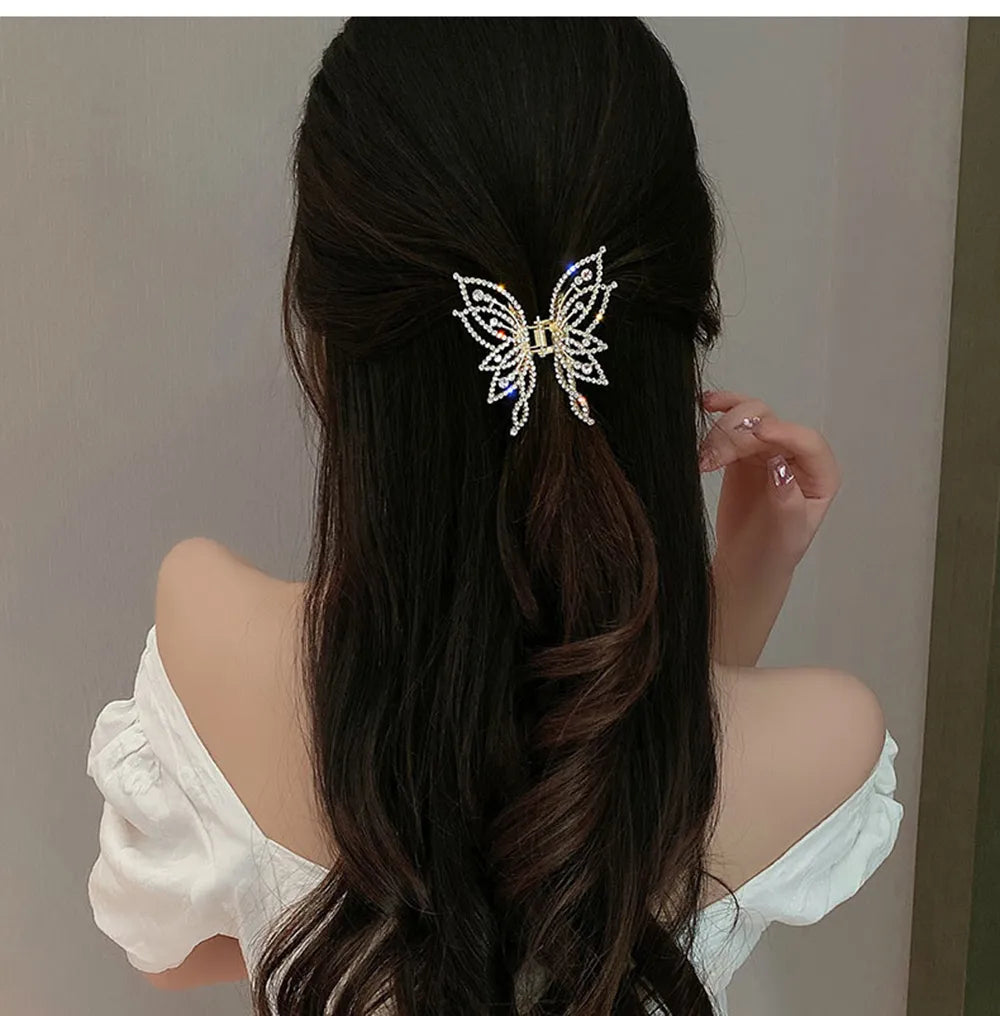 Elegant Fashion Butterfly Hair Clips for Women Metal Ponytail Claw Clip Hairpin Hair Accessories