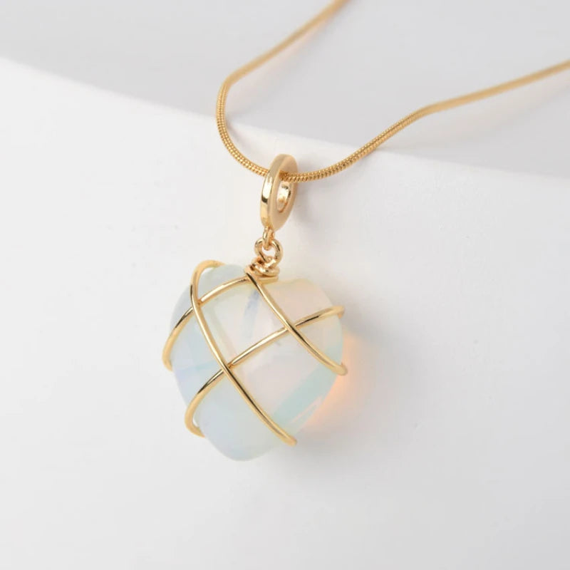 Barbie & the Diamond Castle Necklace Jewelry Opal Heart Necklace For Woman Girls Rose Quartz Accessories Gift