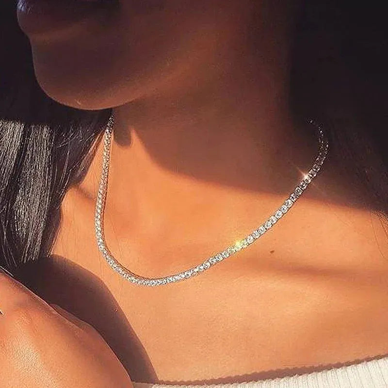 Elegant short Tennis Necklace Luxury Cubic Zirconia Crystal For Women Jewelry