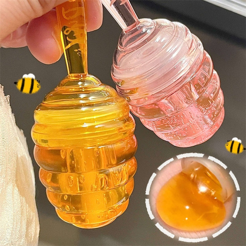New Clear Lip Gloss Lovely Honey Pot Lip Oil Fresh Fruit Lip Balm Long Lasting Moisturizing Makeup