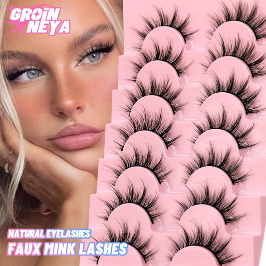 7pairs Eyelashes 3D Natural False Lashes Fluffy Soft Cross Manga Lashes  Natural Eyelash