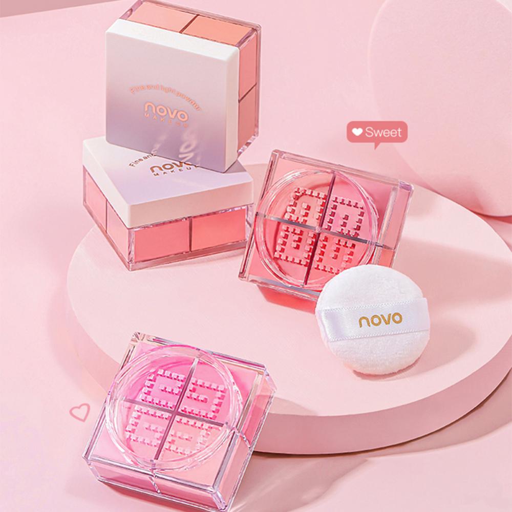 Face Blusher 4 Square Grid Makeup Blush Palette Cheek Contour Blush Powder Matte Blush