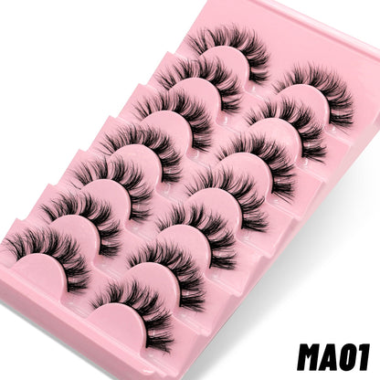 7pairs Eyelashes 3D Natural False Lashes Fluffy Soft Cross Manga Lashes  Natural Eyelash