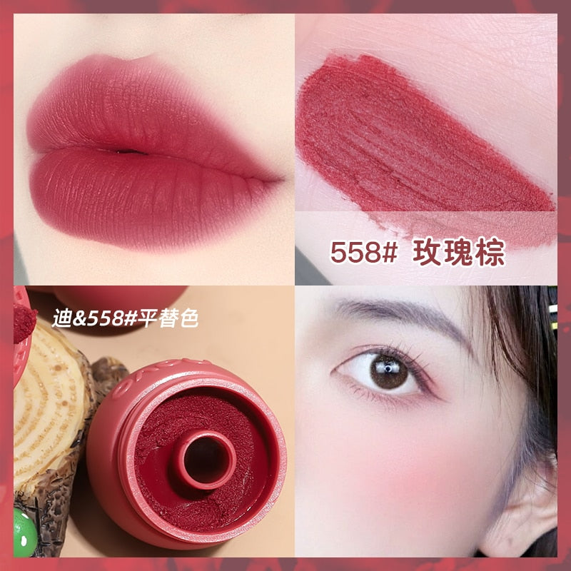 Lip & Cheek Lovely Pinecone-Shape Makeup Velvet Matte Lipstick Waterproof Lip Gloss